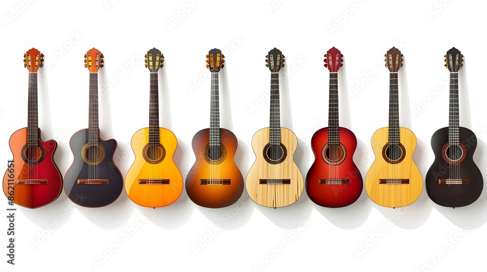 Fototapeta premium Iconic Guitar Isolated on White Background Showcasing Musical Talent and Creativity