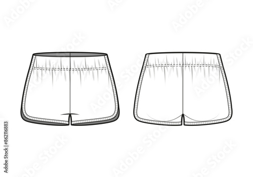 Sports Shorts Flat Technical Sketch CAD