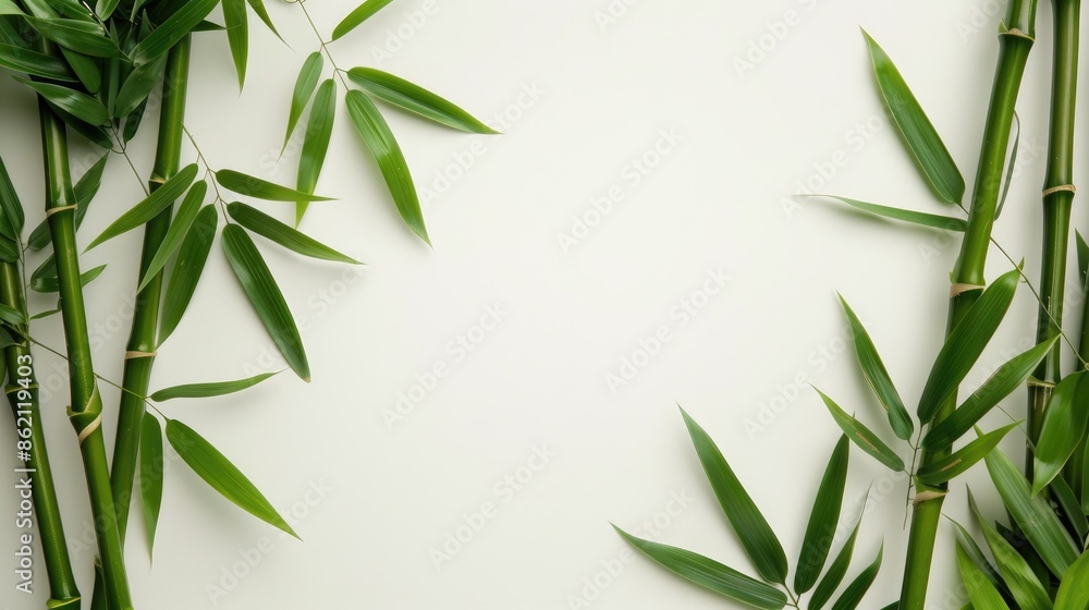 Obraz premium Vintage bamboo decoration on white background with copy space