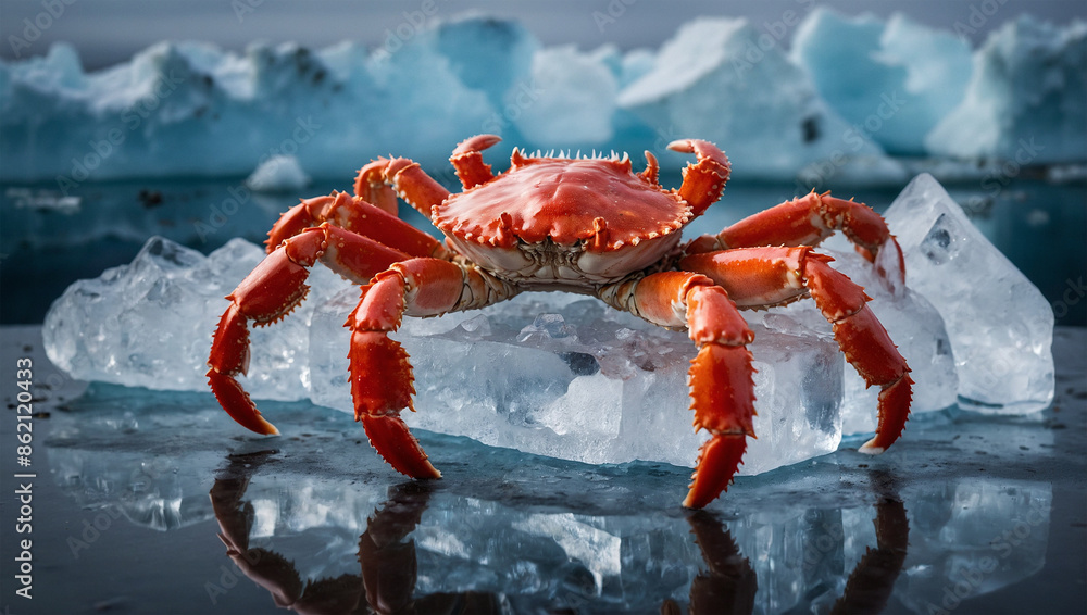 Image of crab on ice crystals 1 Image of crab on ice crystals 1