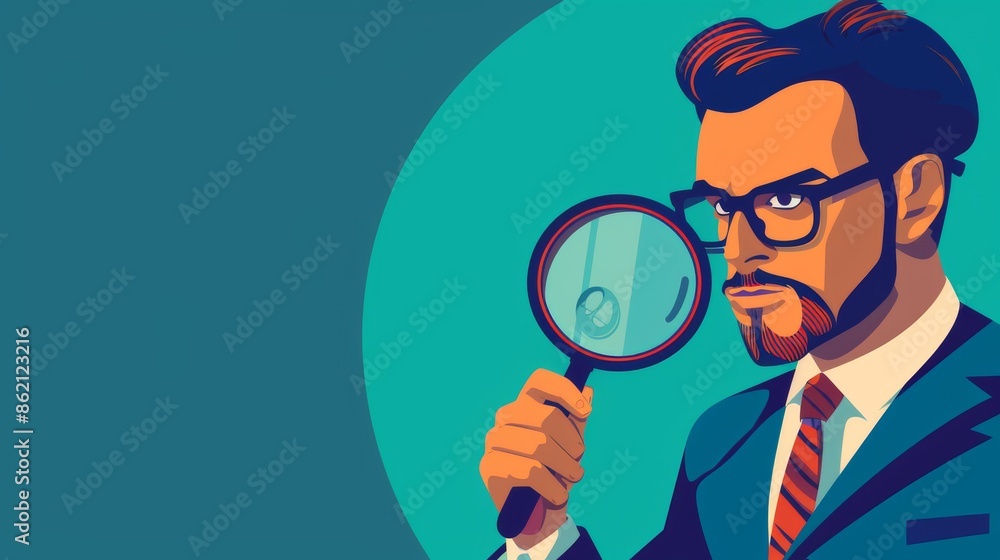 A Man in a Suit Using a Magnifying Glass A Man in a Suit Using a Magnifying Glass