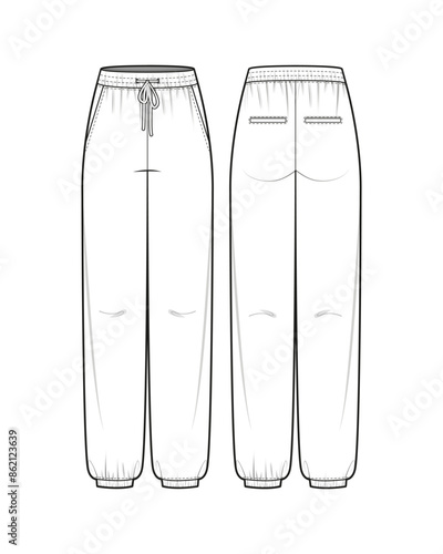 Sweatpants Flat Technical Sketch CAD