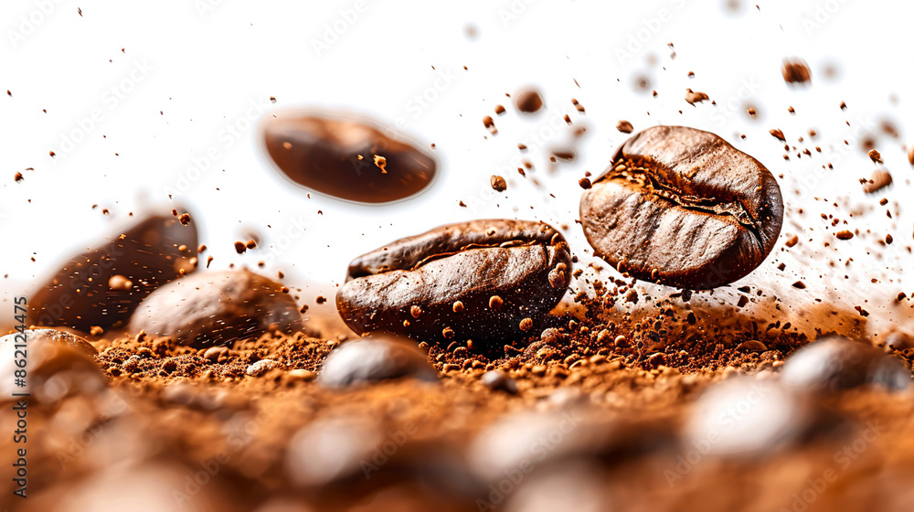 Suspended Coffee Beans - Freshly Roasted Aromatic Beans Floating in Mid-Air Suspended Coffee Beans - Freshly Roasted Aromatic Beans Floating in Mid-Air