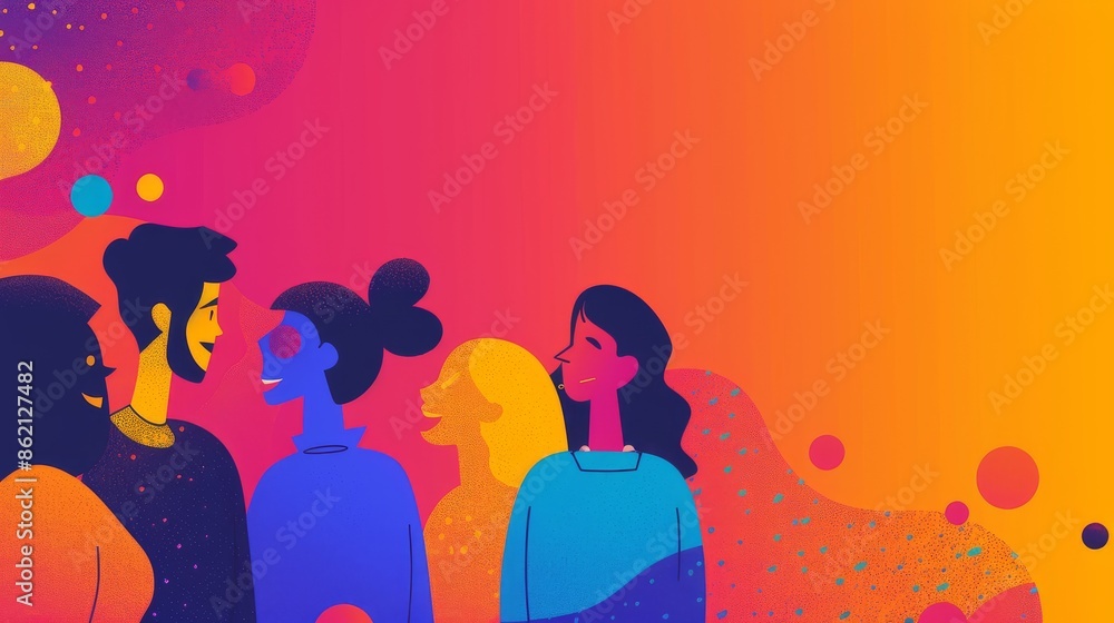 Group of Diverse Individuals with a Colorful Abstract Background Group of Diverse Individuals with a Colorful Abstract Background