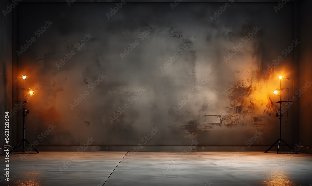 Obraz premium Studio Space with Concrete Wall and Lighting