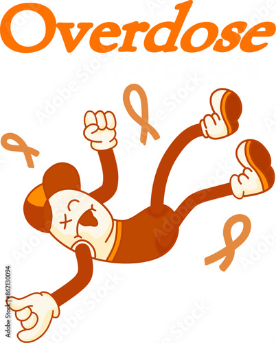 tablet drug mascot, with an overdose concept