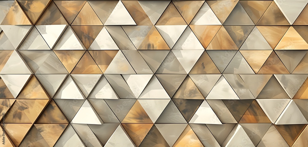 A stunning geometric mosaic of tessellated triangles in cool earth tones A stunning geometric mosaic of tessellated triangles in cool earth tones