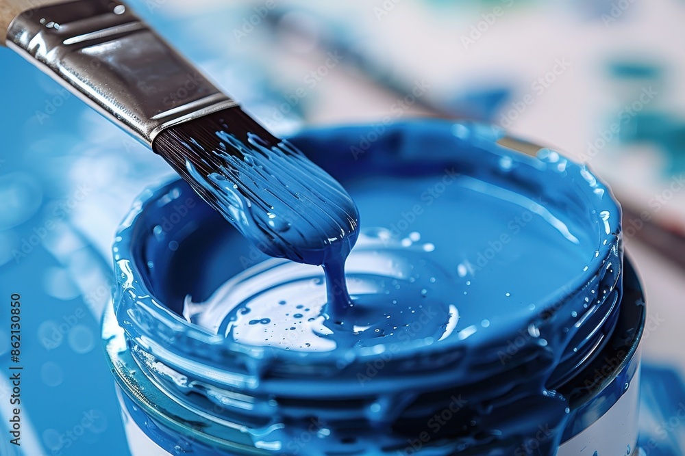 A close-up of paintbrush bristles immersed in vivid blue paint, highlighting the rich texture and fluidity of the paint, evoking a sense of artistic creation and craft. A close-up of paintbrush bristles immersed in vivid blue paint, highlighting the rich texture and fluidity of the paint, evoking a sense of artistic creation and craft.