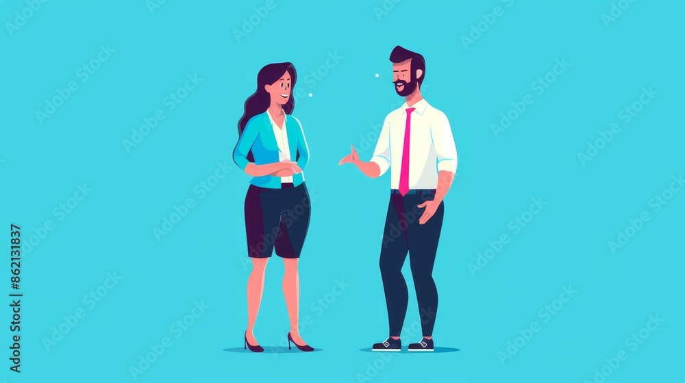 Business Conversation: A Man and Woman in Professional Attire