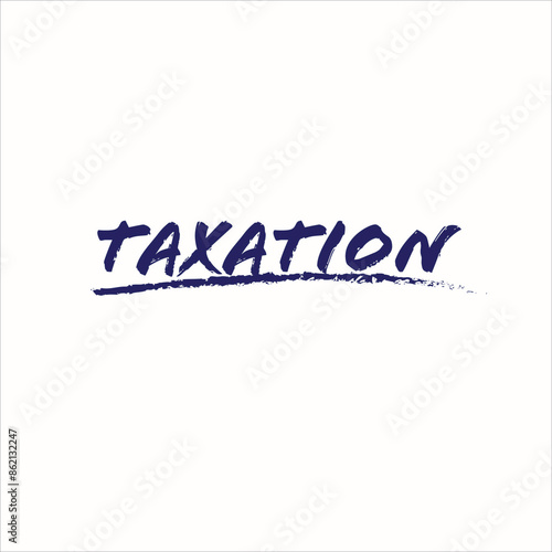 business logo design, taxation text or message with blue color photo