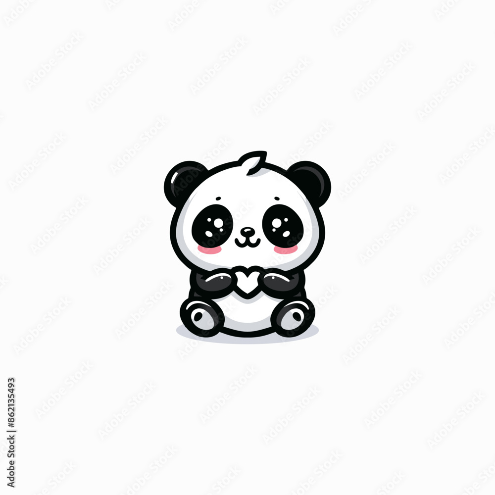 Naklejka premium love panda logo