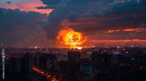 Simulated Nuclear Explosion Devastating Beijing Skyline