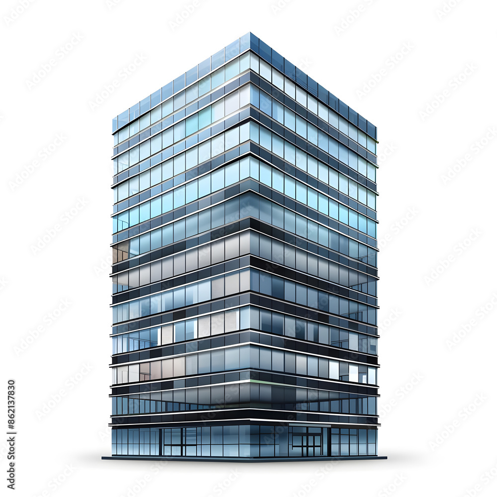 Realistic illustration of a modern office building on a transparent background. Realistic illustration of a modern office building on a transparent background.