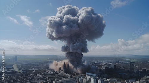 Simulated Nuclear Explosion Looms Over Dublin s Iconic Architecture photo
