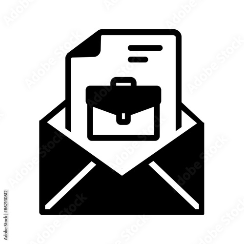 Vector solid black icon for Employment offer letter