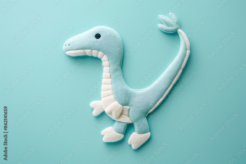 Fototapeta premium embroidered art of cute dinosaurus cute Oviraptor, embroidered, fashion, art, textile, dinosaur, design, vector, fabric, retro, decoration, print, illustration, graphic,, kids