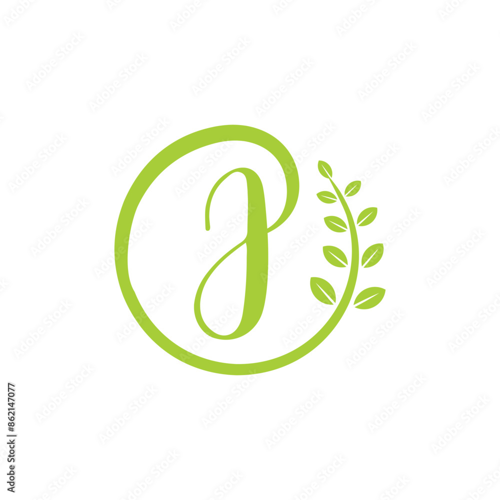 Letter J With Leaf Logo Vector 005 Letter J With Leaf Logo Vector 005