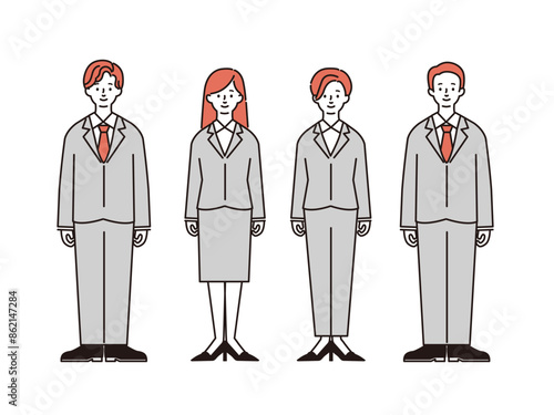 スーツの男女4人セット