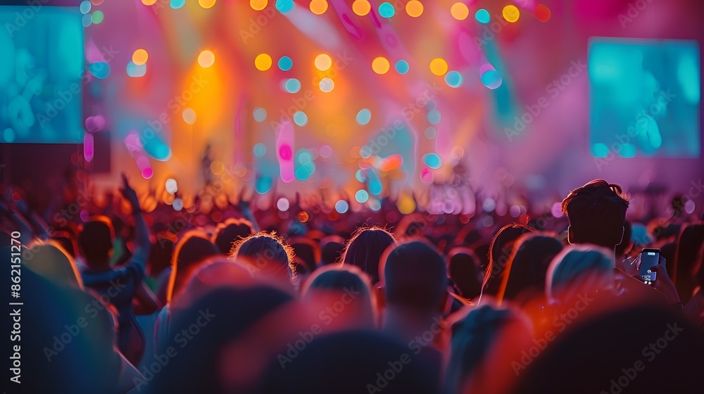 A crowd at an outdoor concert is shown in the photo, with a blurred background. A web banner with empty space is visible on the right side of the photo. A crowd at an outdoor concert is shown in the photo, with a blurred background. A web banner with empty space is visible on the right side of the photo.