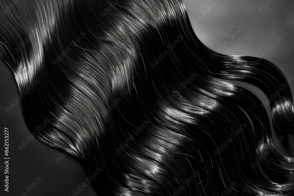 Luxurious black hair flowing in sleek, straight lines, with a high-contrast background providing copyspace, showcasing the shine and smooth texture of the hair, Luxurious black hair flowing in sleek, straight lines, with a high-contrast background providing copyspace, showcasing the shine and smooth texture of the hair,
