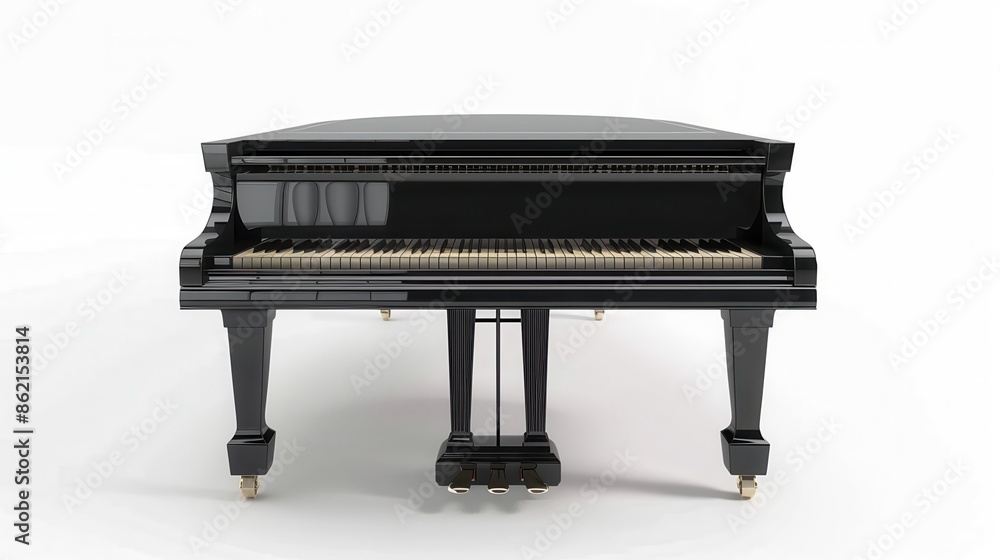 a grand piano, elegant musical instrument, glossy black finish, isolated on white background a grand piano, elegant musical instrument, glossy black finish, isolated on white background