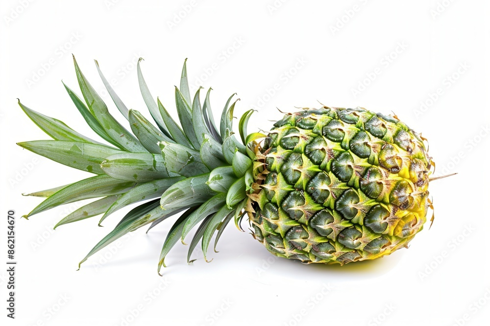 a ripe pineapple, fresh fruit, spiky green crown, isolated on white background a ripe pineapple, fresh fruit, spiky green crown, isolated on white background