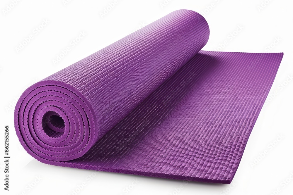a yoga mat, essential fitness gear, non-slip surface, purple, isolated on white background a yoga mat, essential fitness gear, non-slip surface, purple, isolated on white background