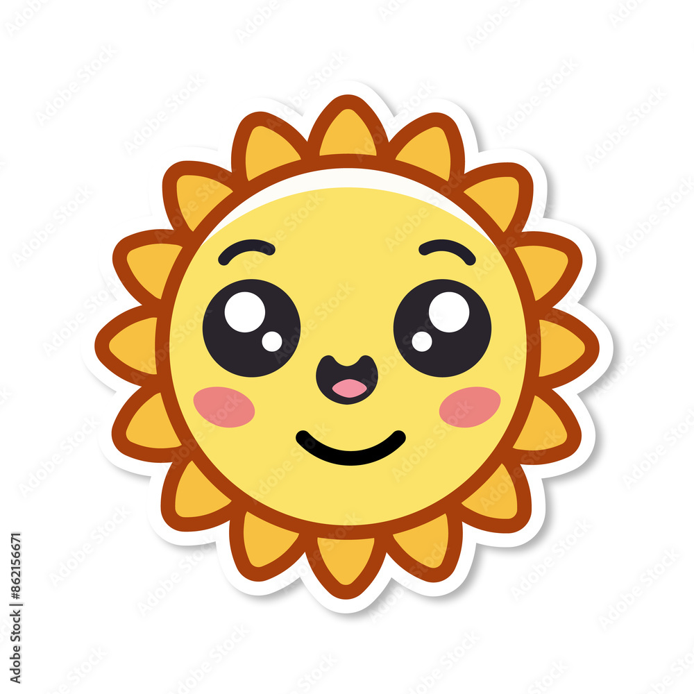 A joyful kawaii-style little sun sticker, a cheerful face for decorate objects. A joyful kawaii-style little sun sticker, a cheerful face for decorate objects.