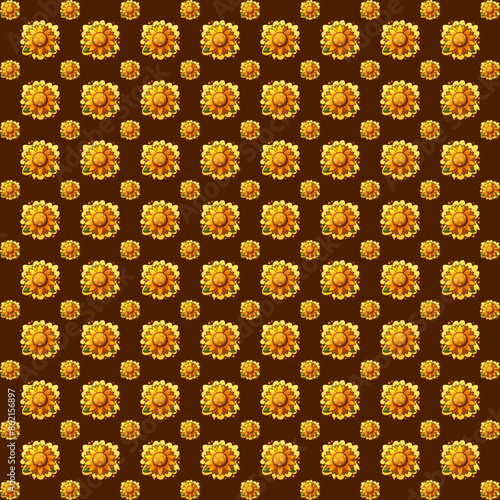 colorful pattern design of autumn theme, sun flower pattern
