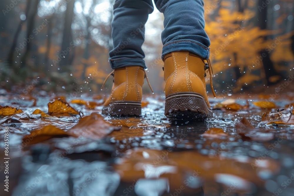 A child joyfully splashes through a muddy puddle on an autumn day, surrounded by fallen leaves, capturing the essence of pure happiness and carefree play in nature. A child joyfully splashes through a muddy puddle on an autumn day, surrounded by fallen leaves, capturing the essence of pure happiness and carefree play in nature.