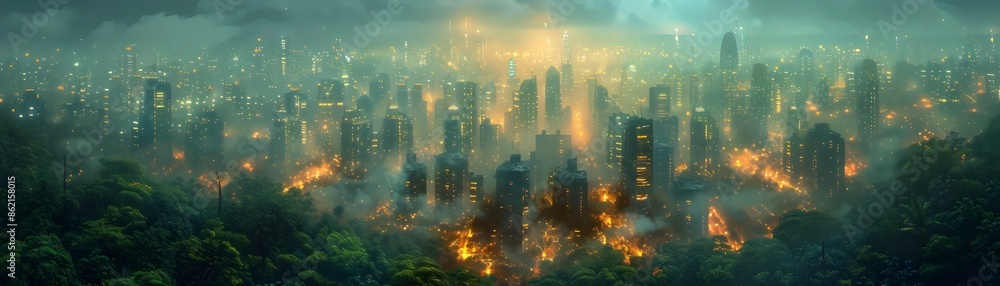 A big city that looks chaotic and dilapidated. A big city that looks chaotic and dilapidated.