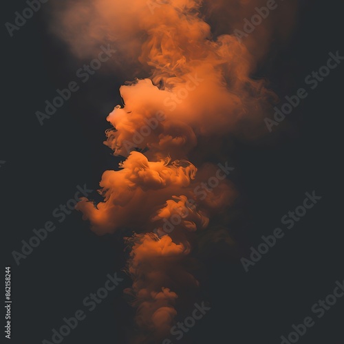 Dark burnt orange smoke against a matte black background.