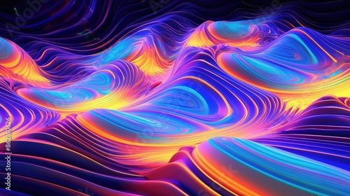 Vibrant neon lights pulsating in abstract patterns