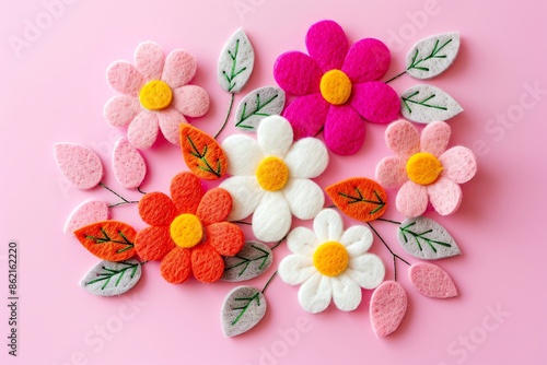 embroidered of cute  flowers handmade colors cute, art, design, cute, embroidery, handmade, illustration, decoration, vector, , pattern, fashion, pink Background