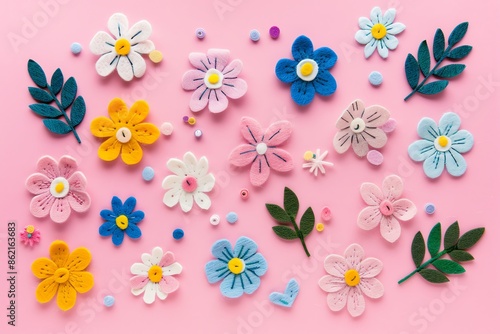 embroidered of cute  flowers handmade colors cute, art, design, cute, embroidery, handmade, illustration, decoration, vector, , pattern, fashion, pink Background