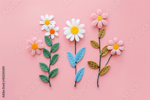 embroidered of cute  flowers handmade colors cute, art, design, cute, embroidery, handmade, illustration, decoration, vector, , pattern, fashion, pink Background