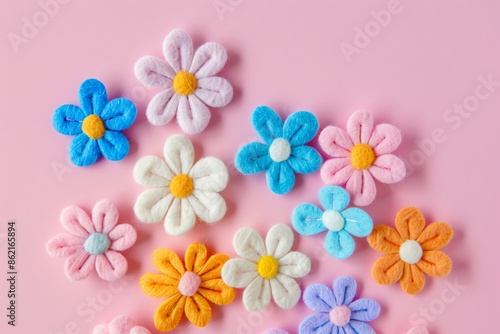 embroidered of cute  flowers handmade colors cute, art, design, cute, embroidery, handmade, illustration, decoration, vector, , pattern, fashion, pink Background