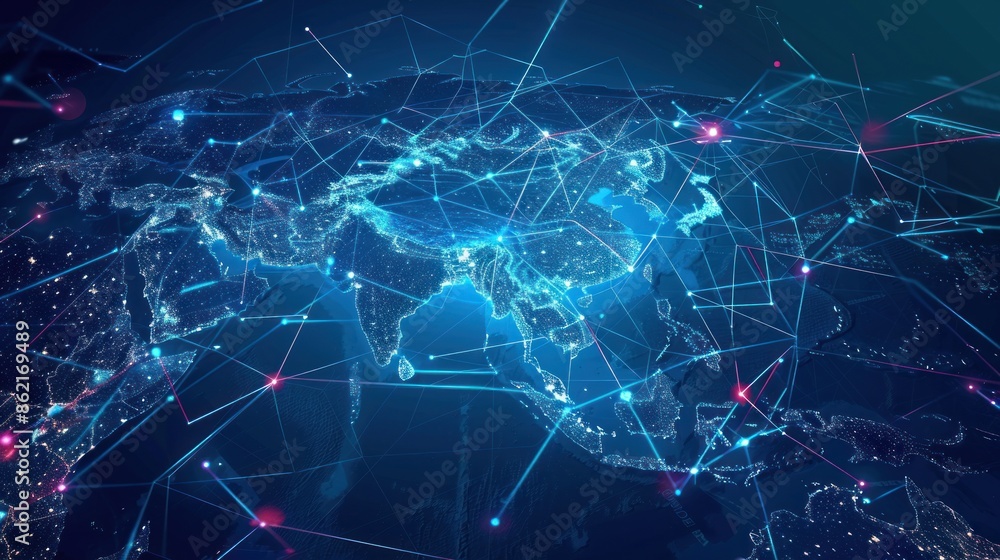 Global Blockchain Network: Futuristic Interface with World Map and Cryptocurrency Concept for Business and Finance. Generated AI Global Blockchain Network: Futuristic Interface with World Map and Cryptocurrency Concept for Business and Finance. Generated AI