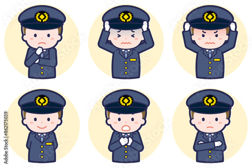 男性運転手のポーズセット_05