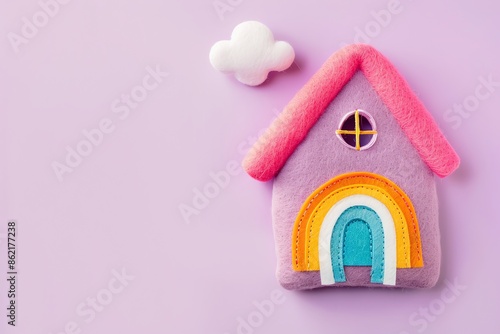 cute embroidered house kid rainbow, for kis, cute banner, back to school photo