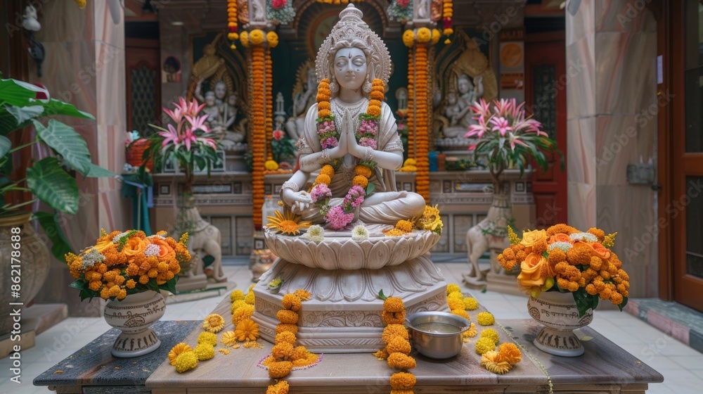 Fototapeta premium Ganesh Chaturthi Festival with Ganesha Statue