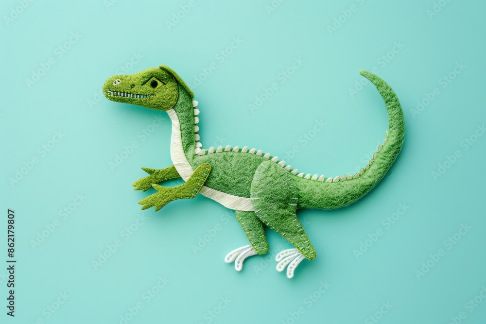 Fototapeta premium dinosaurus Compsognathus, Dinos Saurus embroidered doll, cute, adorable for toddlers