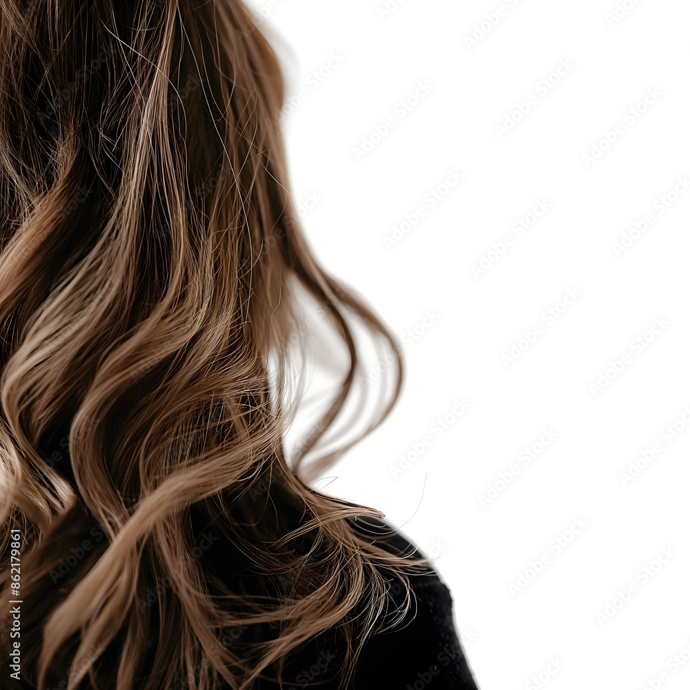 Naklejka premium Vibrant Red Curly Hair Side Profile on Neutral Background