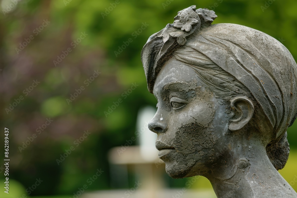 Weathered stone sculpture of a female figure Weathered stone sculpture of a female figure