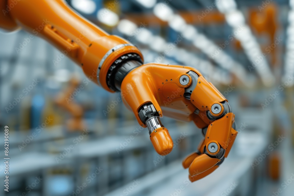 Close-up of an orange robotic arm Close-up of an orange robotic arm