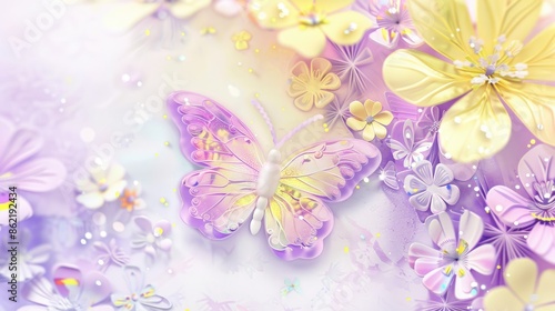 Whimsical paper garden, exquisite butterfly and floral sculptures. crafted with care, illustrating dreams and romance, perfect for banner displays with organic charm