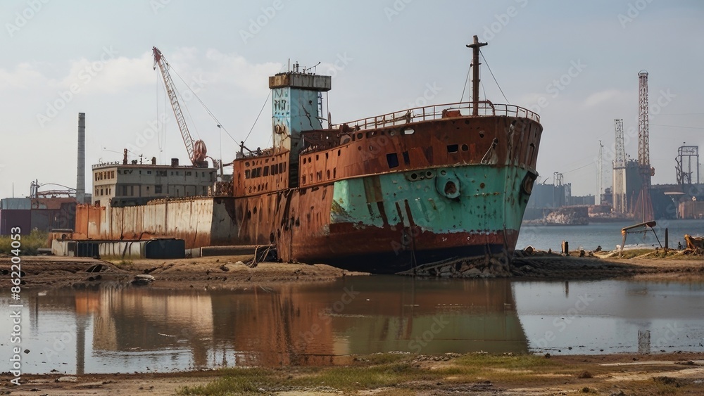 old ship in the harbor