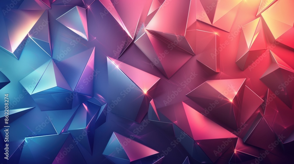 Abstract Vibrant Crystal Background with 3D Polygonal Shapes Abstract Vibrant Crystal Background with 3D Polygonal Shapes