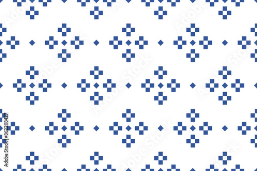 Cross Stitch embroidery seamless.Geometric pixel ethnic patterns. American, Mexican,African, mediterranean, nordic,Aztec style.Beautiful Embroidery Trendy folk art background design for decorate.