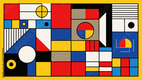 Abstract Geometric Composition in Primary Colors